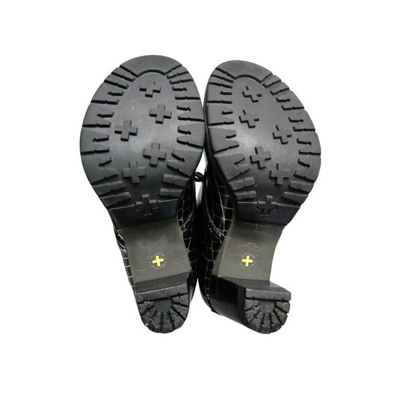 Dr Martens Heeled Laced Booties Shoes Size 6 Danielle‎ 3" heel Black Silver - Picture 2 of 10